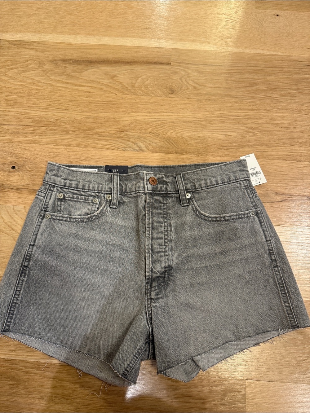 GAP Washed Gray High-Rise Denim Cutoff Shorts